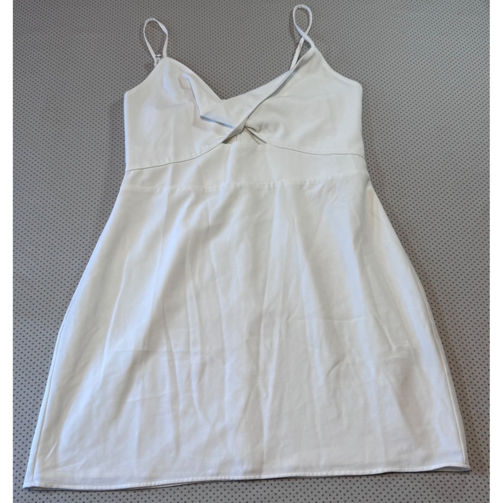 Abercrombie & Fitch White Twist Front Cutout Mini Dress Size M Adjustable Straps